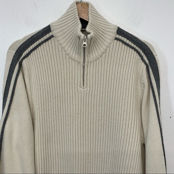 American Rag  1/4 Zip Sweater Men Large  Rib Knit 100% Cotton Long  Sleeve - Picture 2 of 10